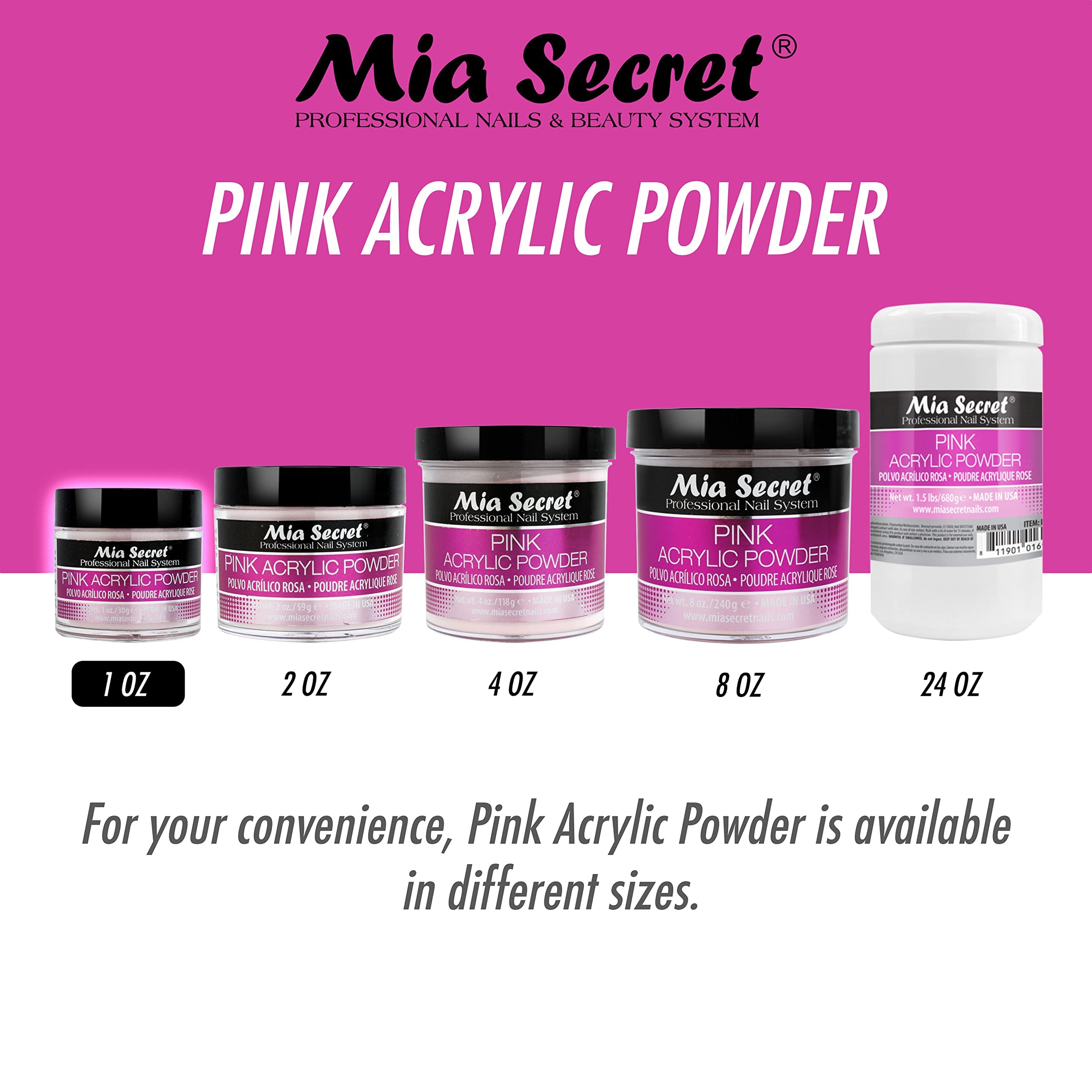 Poudre acrylique rose Mia Secret – application auto-nivelante pour finish fluide