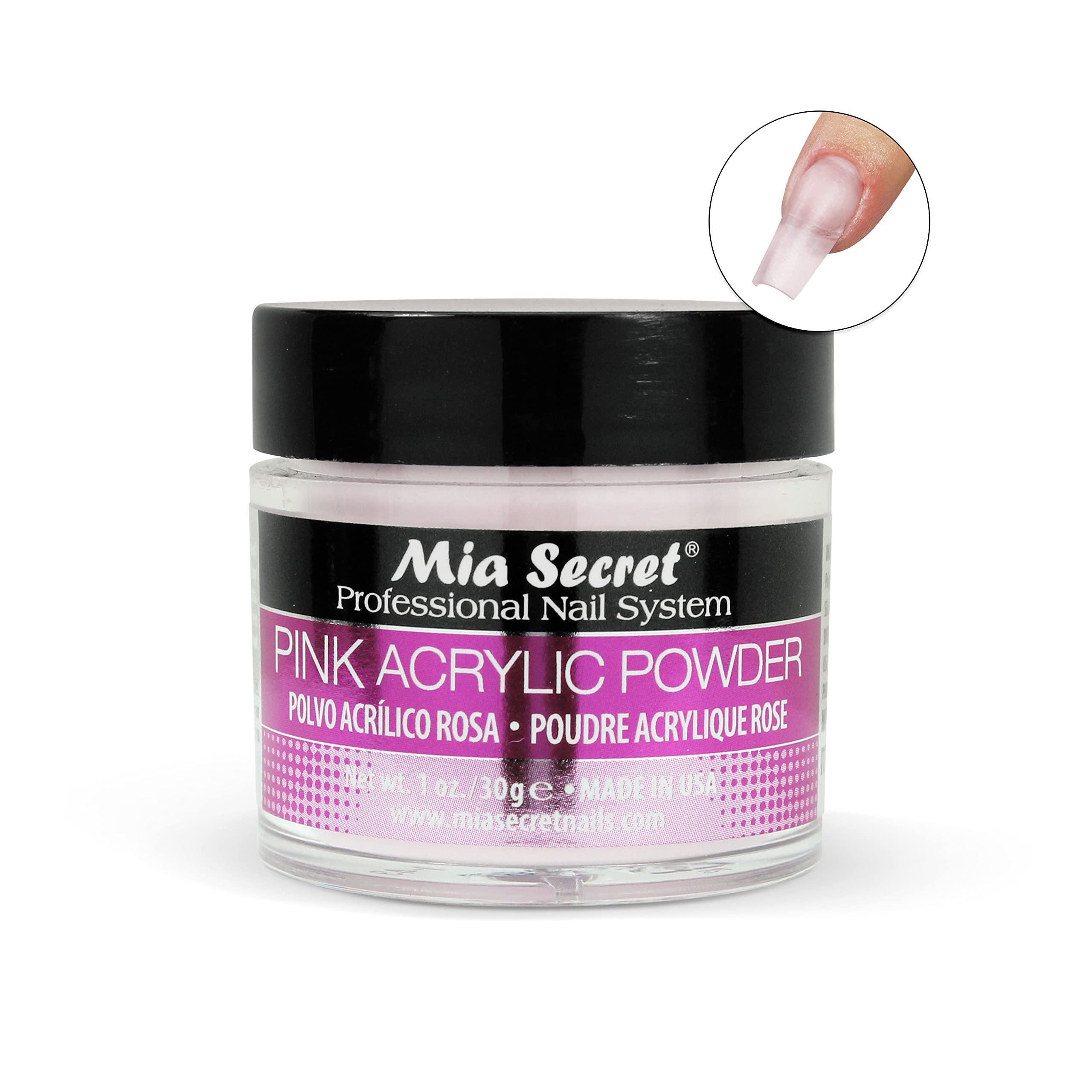 Poudre acrylique rose Mia Secret – formule non jaunissante pour ongles nets