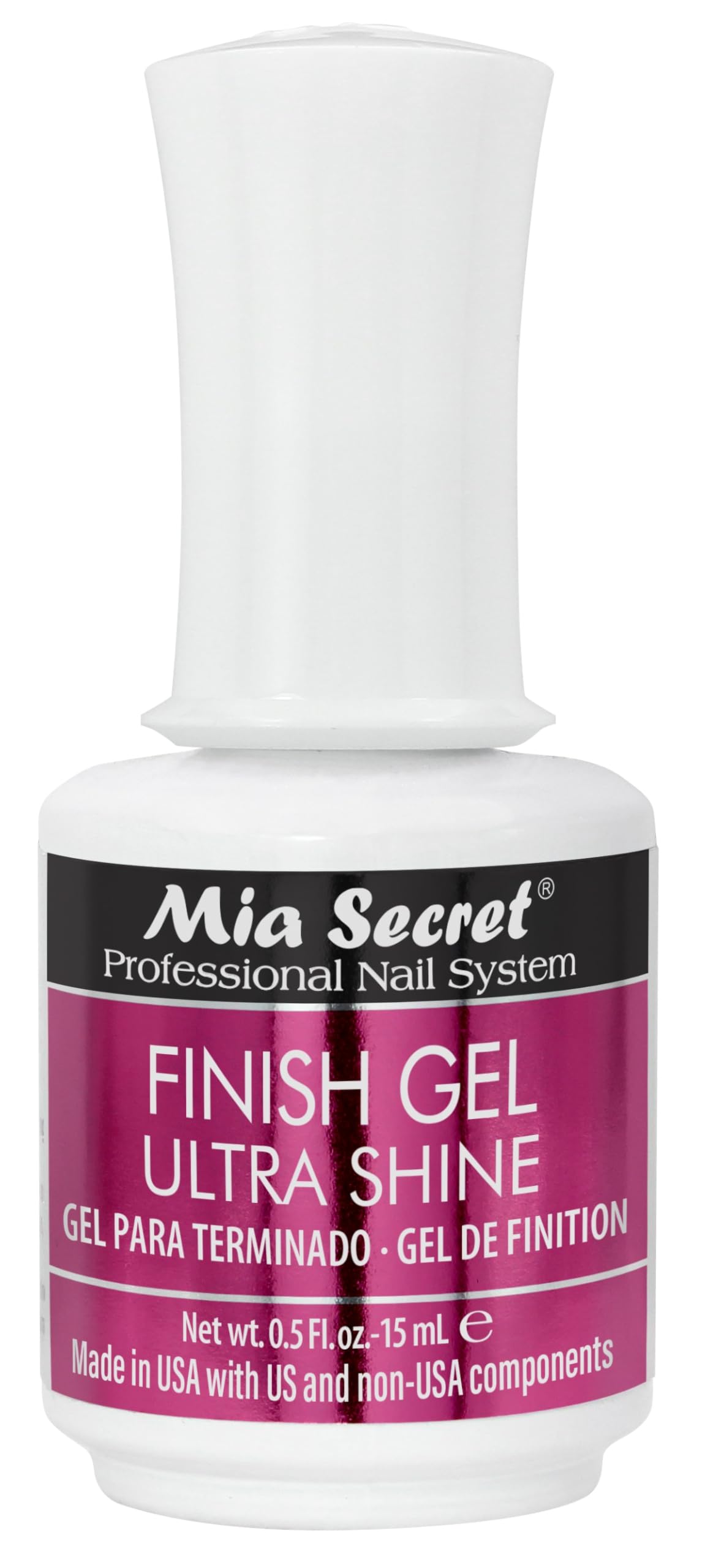 Mia Secret UV Finish Gel Top Coat bottle ready for salon use with lasting shine.