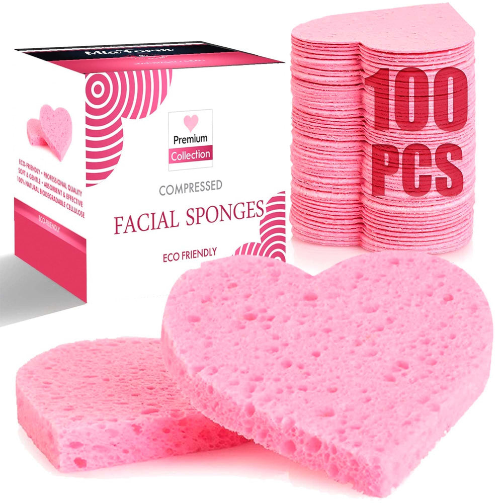 Éponge miaform faciale compressée cœur rose prête au démaquillage en douceur