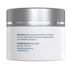 MiamiMD crème visage, application matin et soir pour hydratation et fermeté.