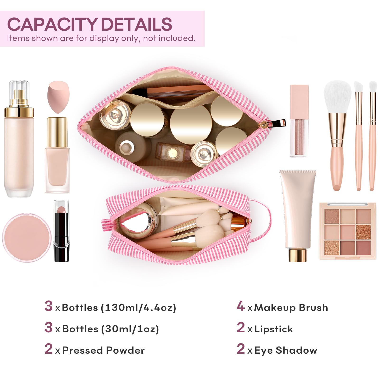 Pochette maquillage mibasies couleur rose, accessoire chic et pratique.