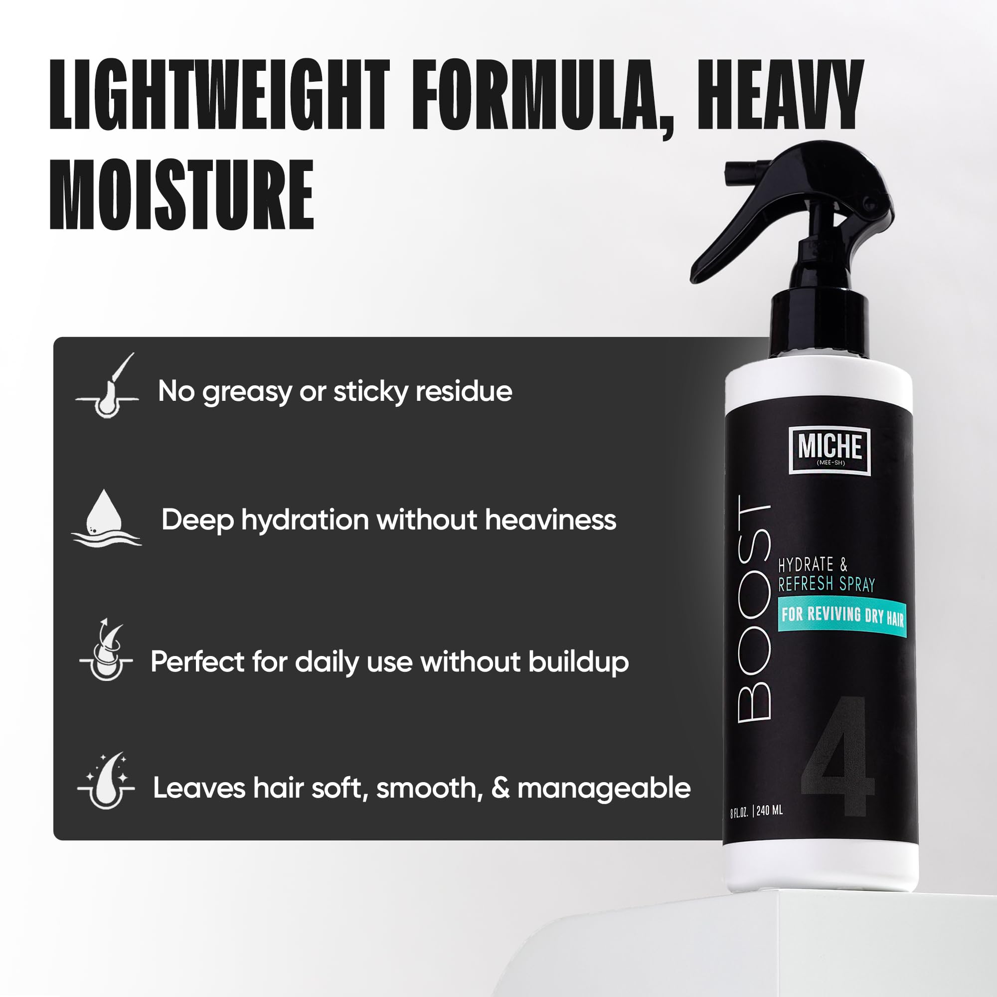 Miche Beauty Boost: flacon Aloe Vera pour nourrir et apaiser les cheveux secs.