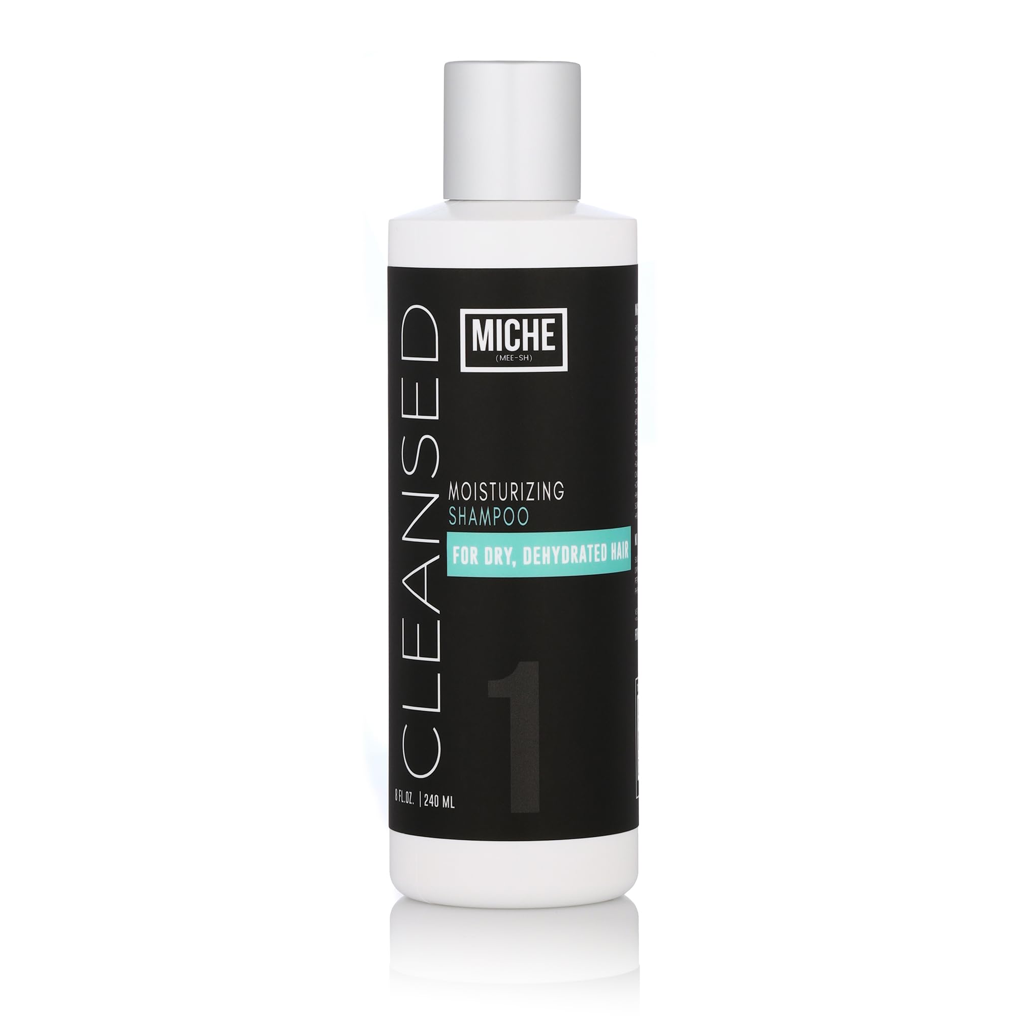 Miche Beauty Cleansed Shampoo bouteille versement, lavage facile et hydratation légère.