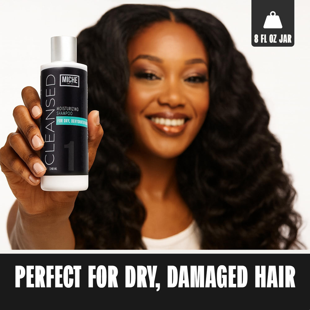 Hommes avec cheveux fins, Miche Beauty Cleansed Shampoo densifie et fortifie.