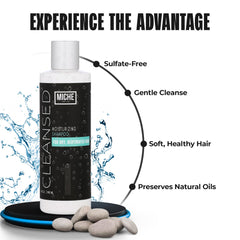 Texture crèmeuse Miche Beauty Cleansed Shampoo, hydratation en douceur pour cheveux.