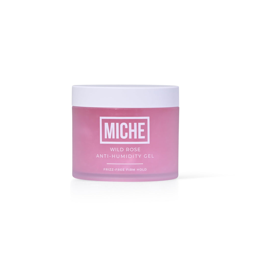 Flacon Miche Beauty Wild Rose, gel anti-humidité, pour boucles définies et fraîches.