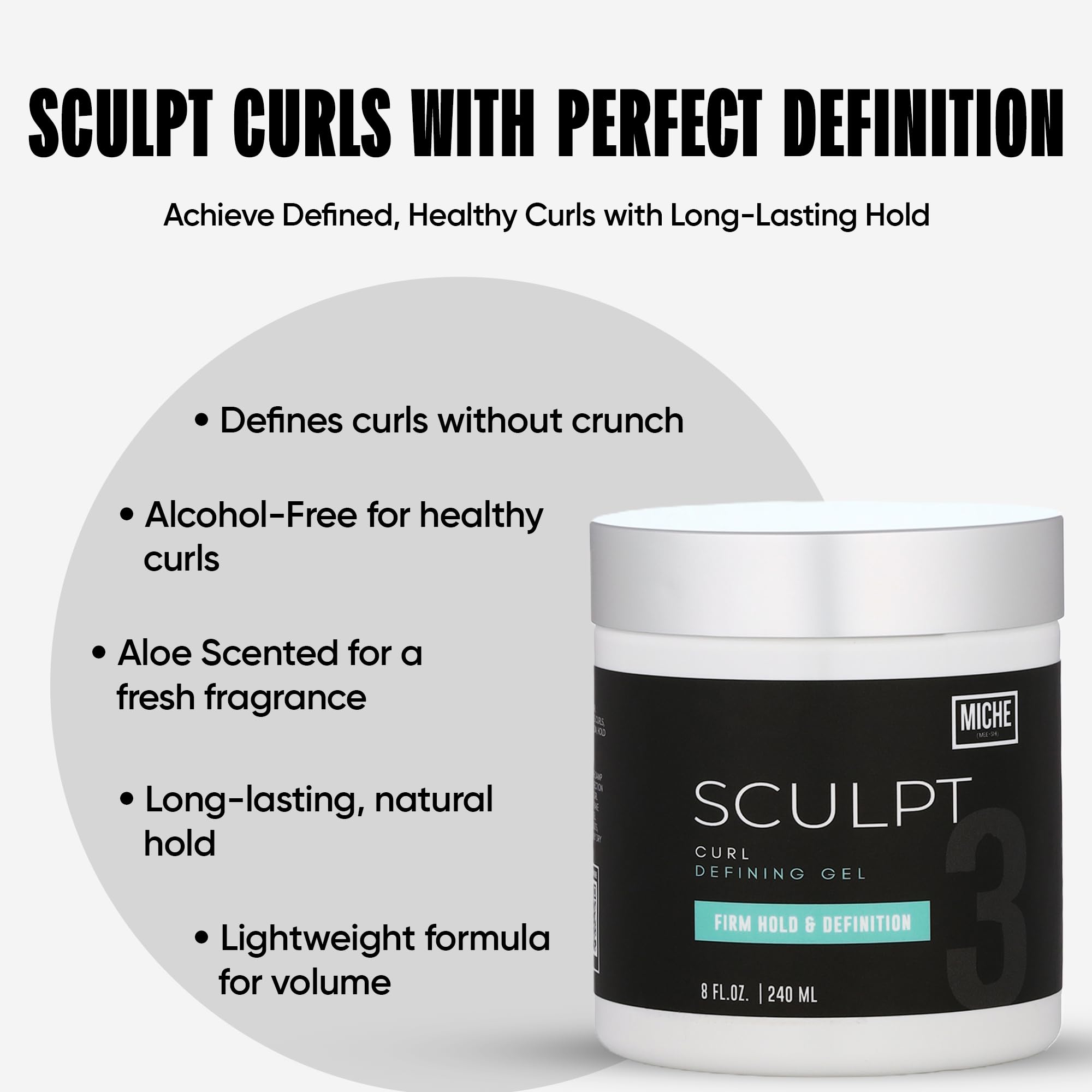 Définition claire des boucles avec Miche Beauty Sculpt Curl Defining Gel