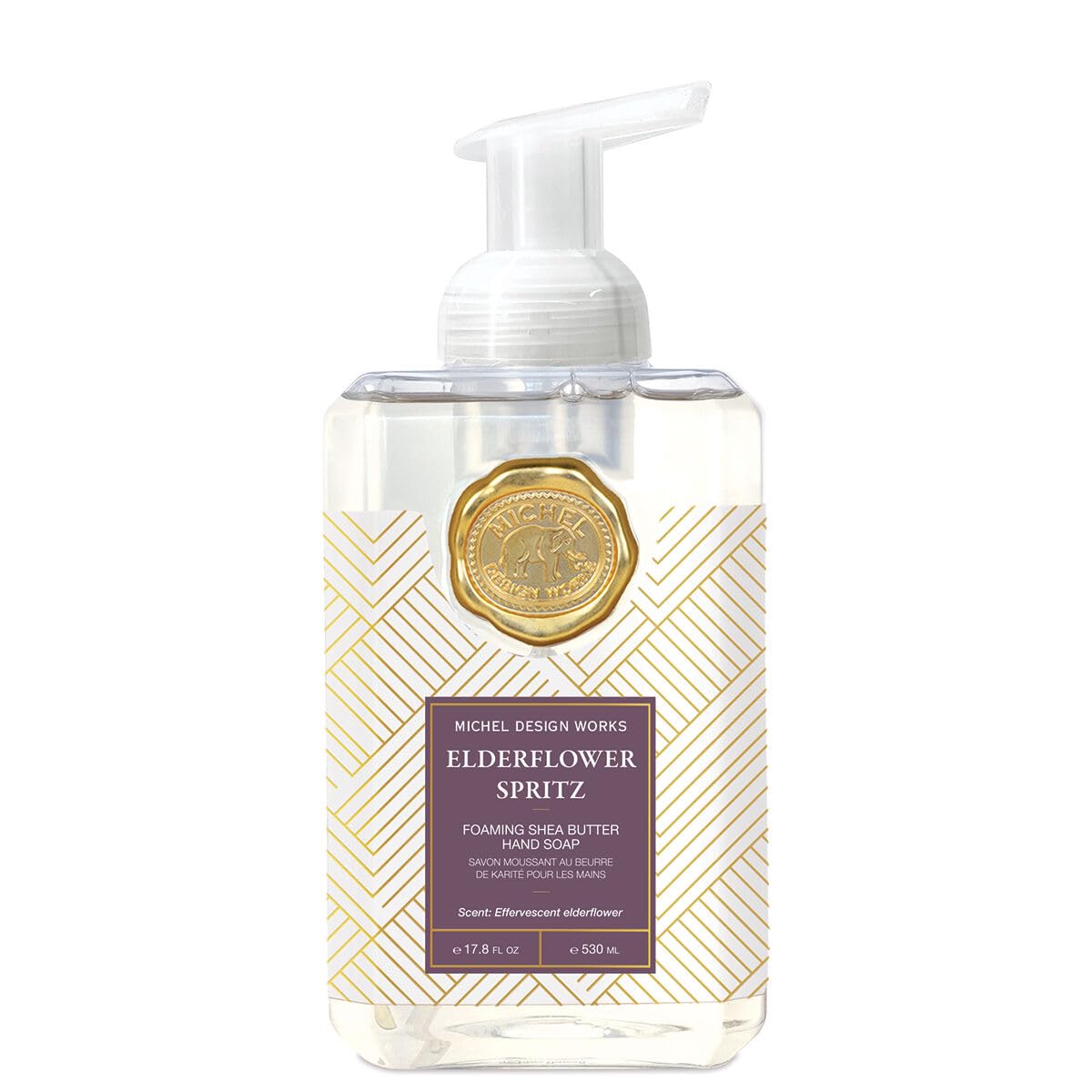 Michel Design Works savon moussant fleur de sureau dans bouteille carré avec pompe, douceur hydratante.