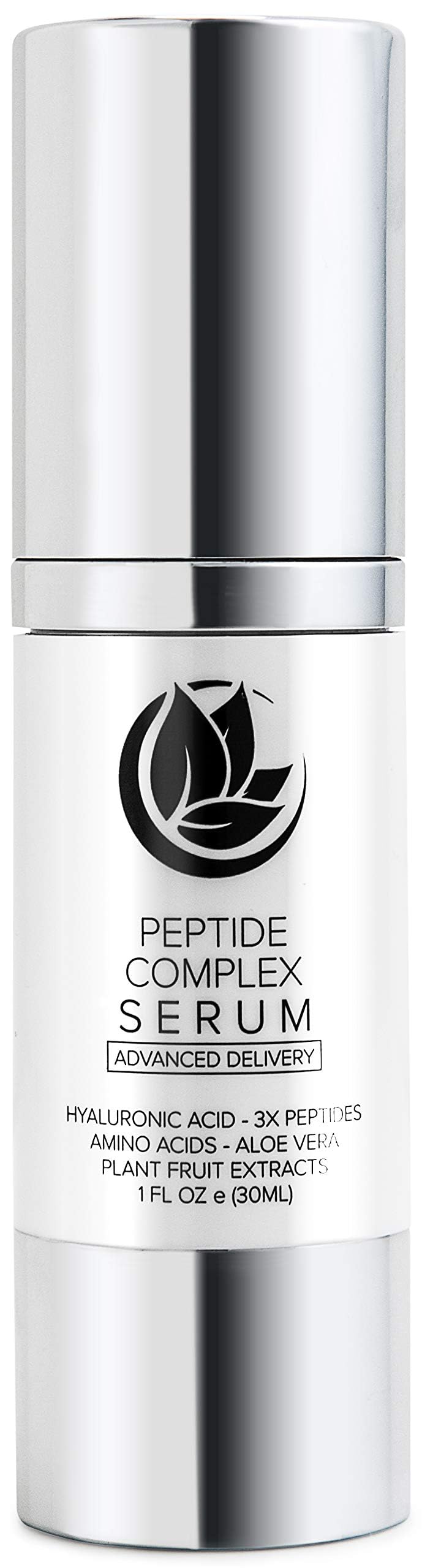 Bouteille Microderm GLO Peptide Complex Serum avec pompe, texture nourrissante.