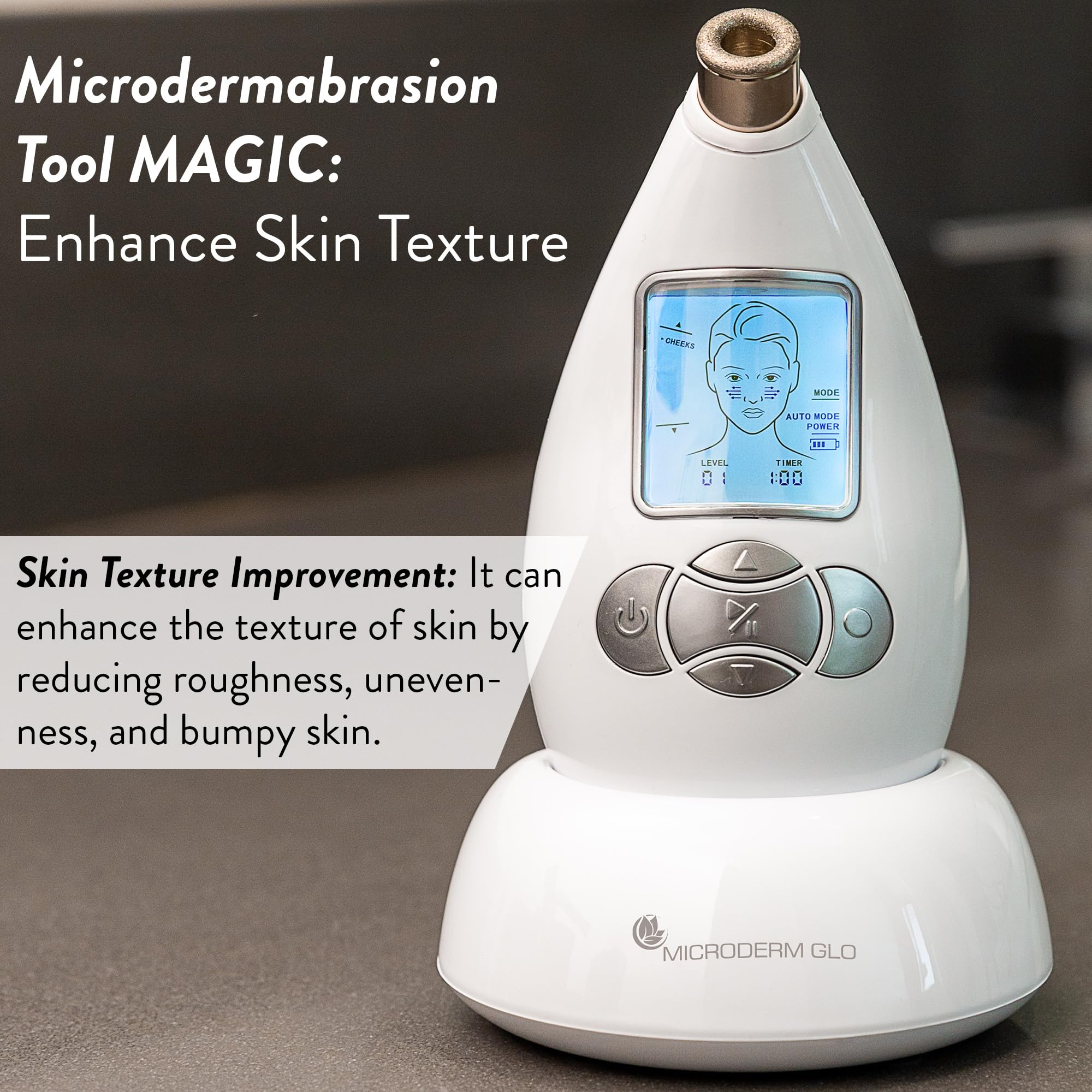 Suction 3D sécurisée Microderm GLO pour une utilisation douce.