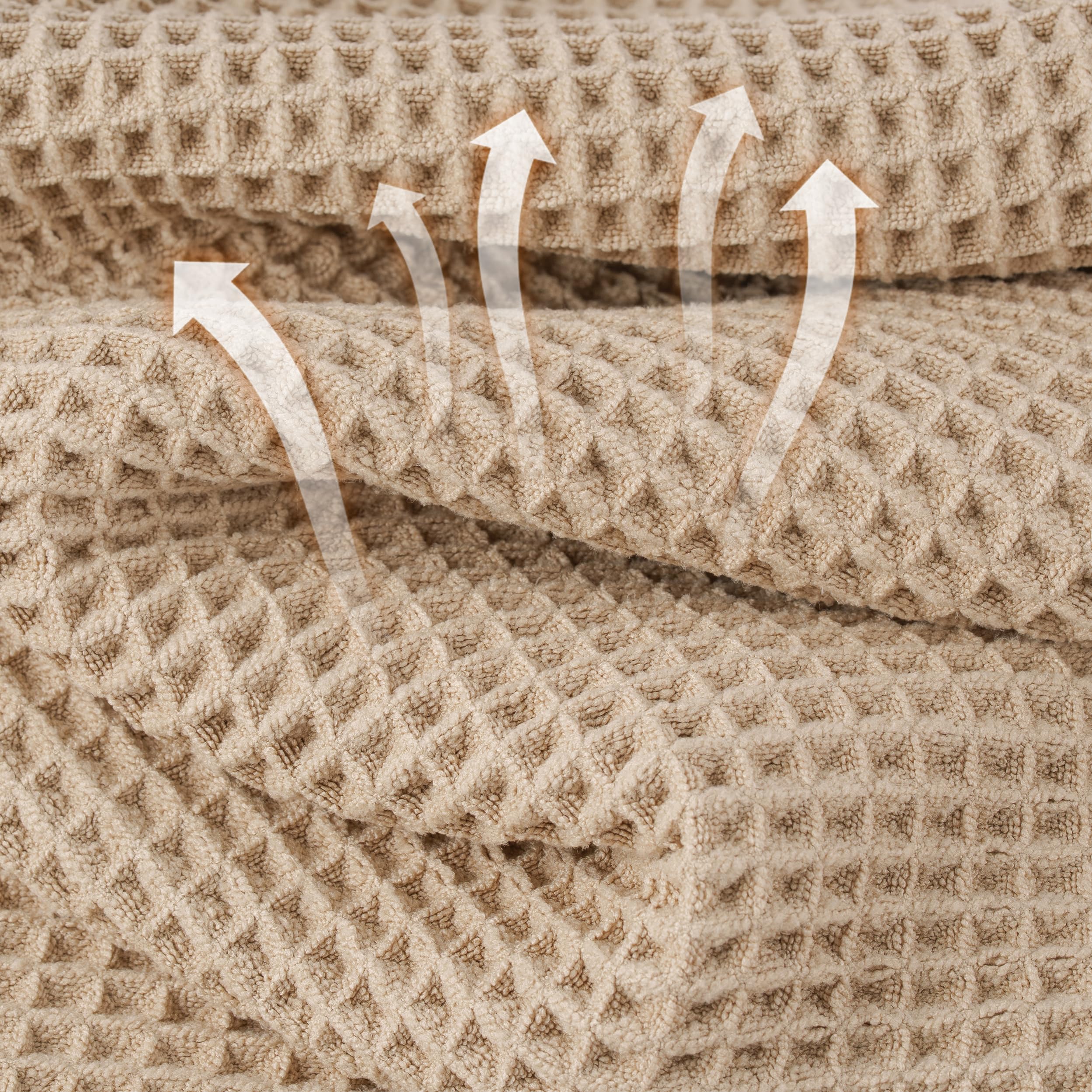 MICROFI serviettes visage gaufre beige, remplacement pratique pour le quotidien.