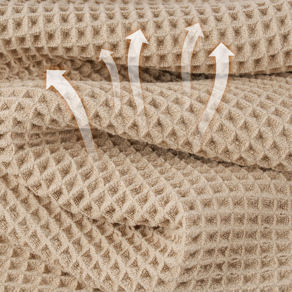 MICROFI serviettes visage gaufre beige, remplacement pratique pour le quotidien.