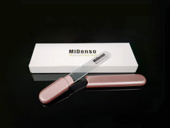 MiDenso lime en verre couleur abricot, surface lisse pour manucure douce.