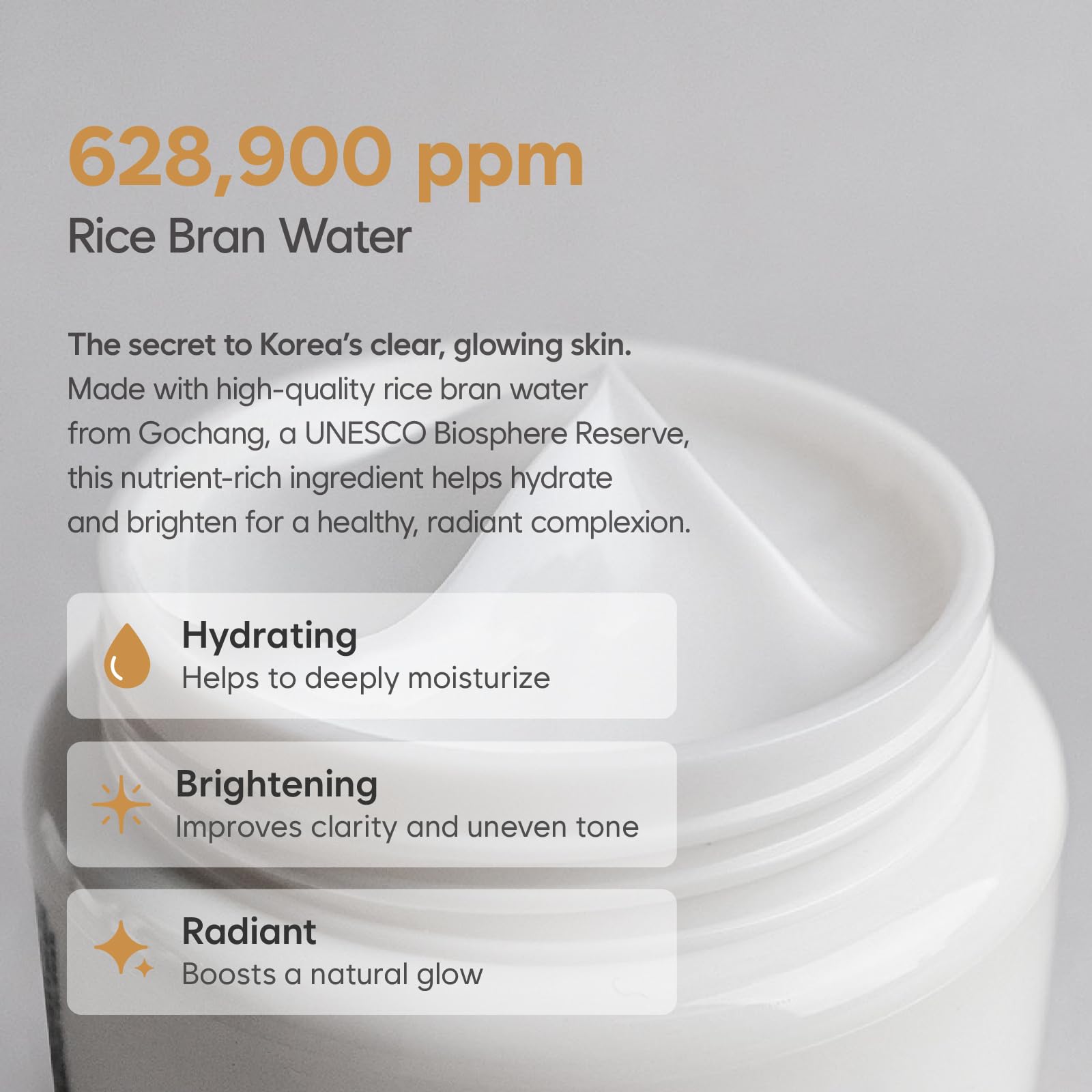 MIDHA Crème Riz Eau Germe Riz: 63% eau de germe de riz pour l'hydratation.