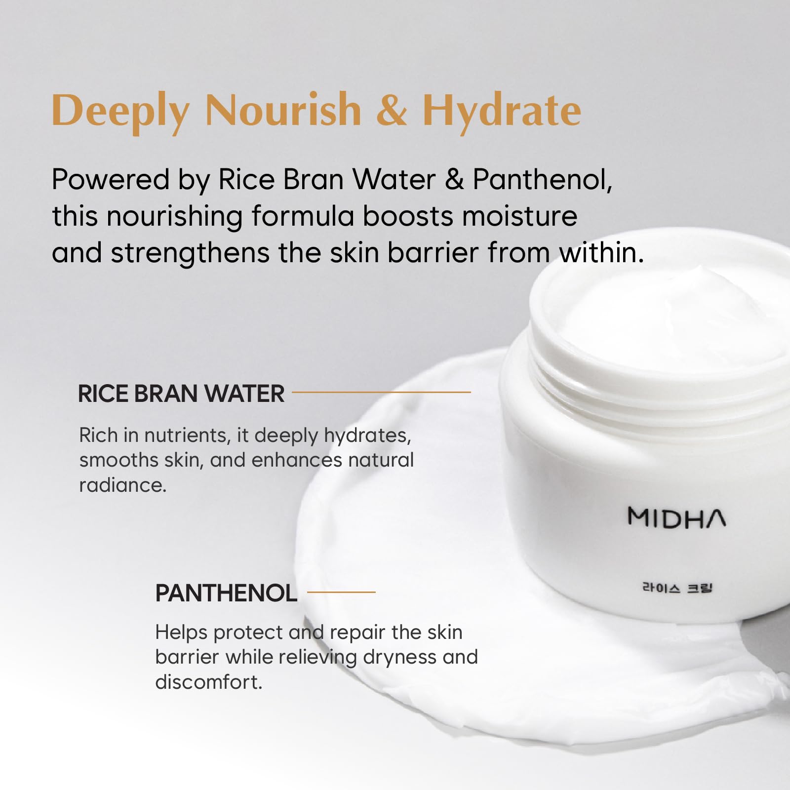 MIDHA Crème Riz Flacon 50ml: format pratique pour le sac et les voyages.