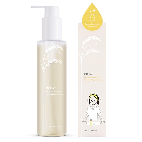 MIDHA huile nettoyante au riz – texture légère prête à l’application sur le visage
