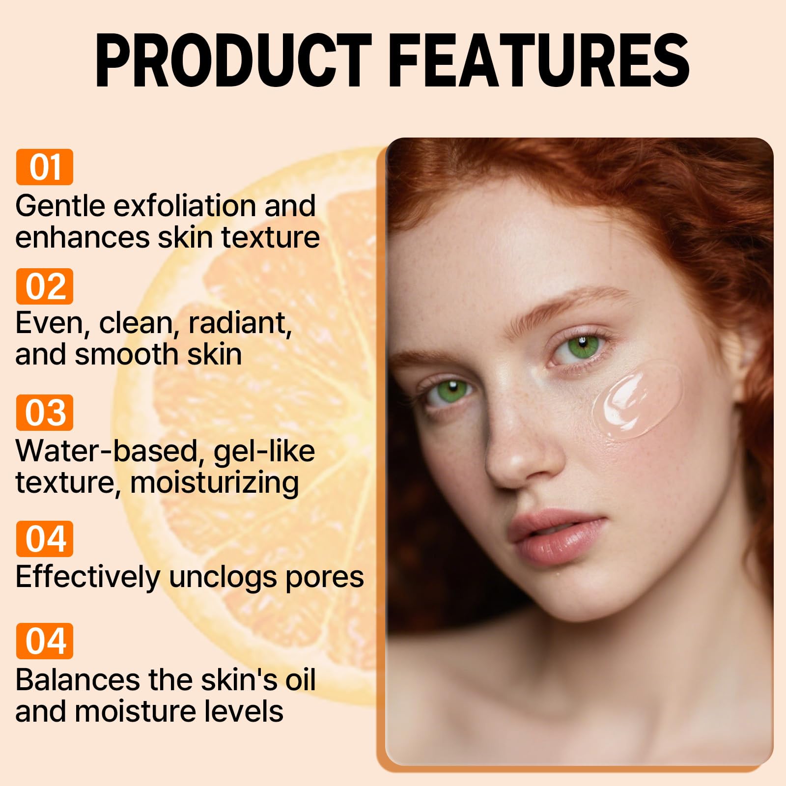 Miehoous gel exfoliant orange hydrate durablement la peau après utilisation.
