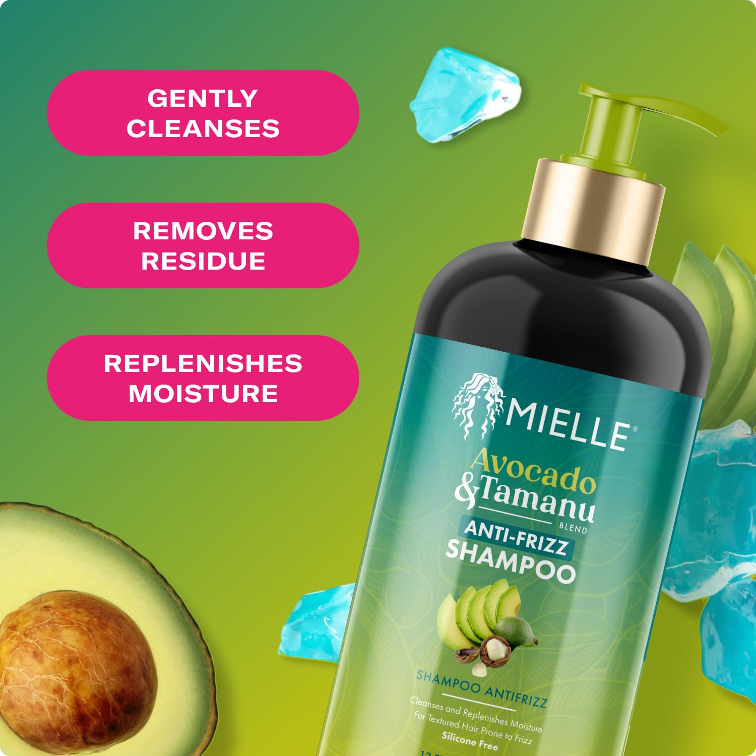 Shampoing Mielle Avocado Tamanu anti-frisottis et contrôle