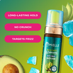 Creamy mousse texture close-up from Mielle Avocado & Tamanu Curly Mousse