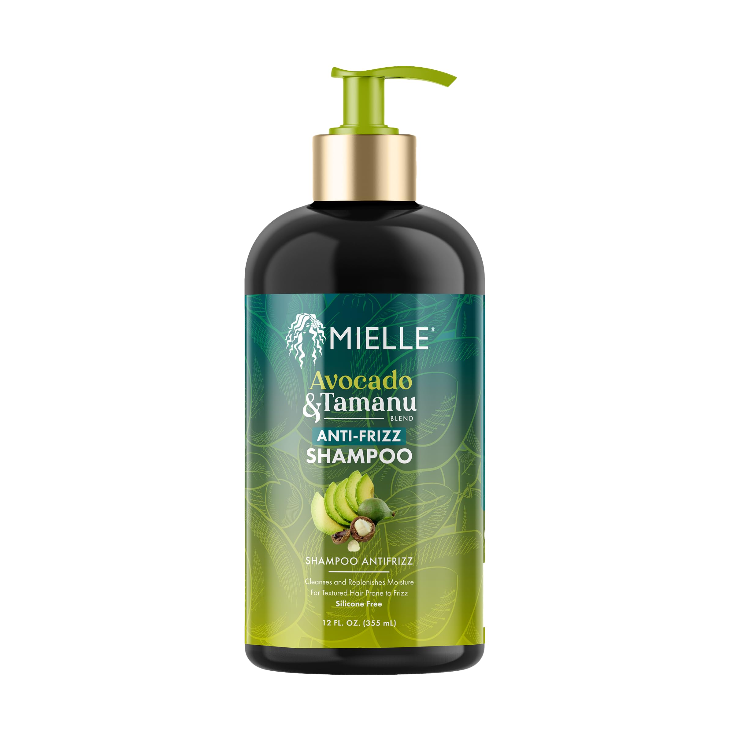 Shampoing Mielle Avocado Tamanu en bouteille, douceur nourrissante pour cheveux texturés