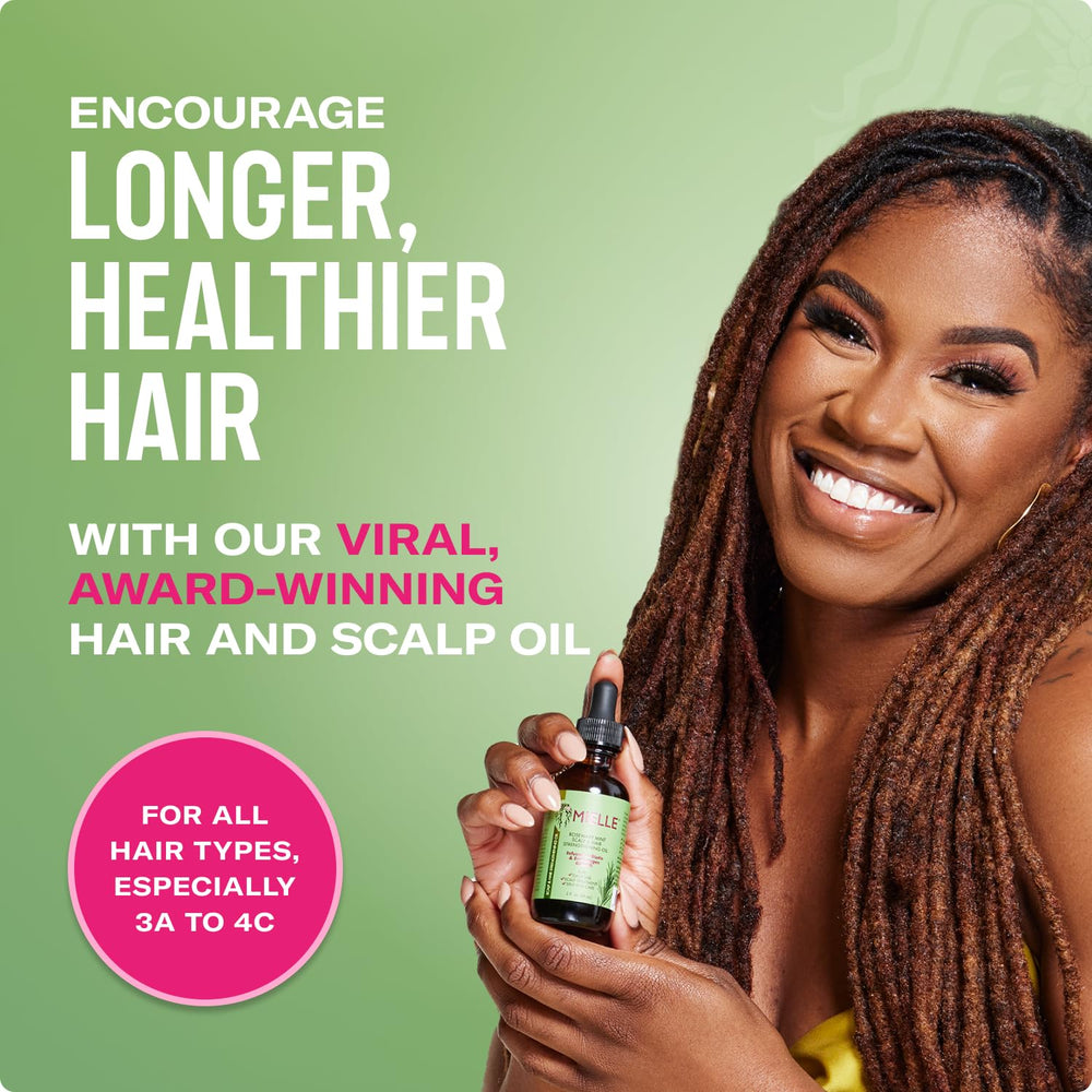 Flacon Mielle d’huile capillaire pour cheveux, application pratique et homogène.