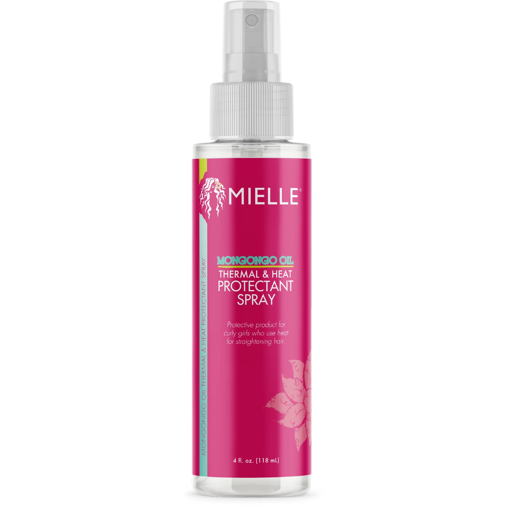 Bouteille du spray protecteur thermique Mongongo de Mielle Organics prête à l'emploi.