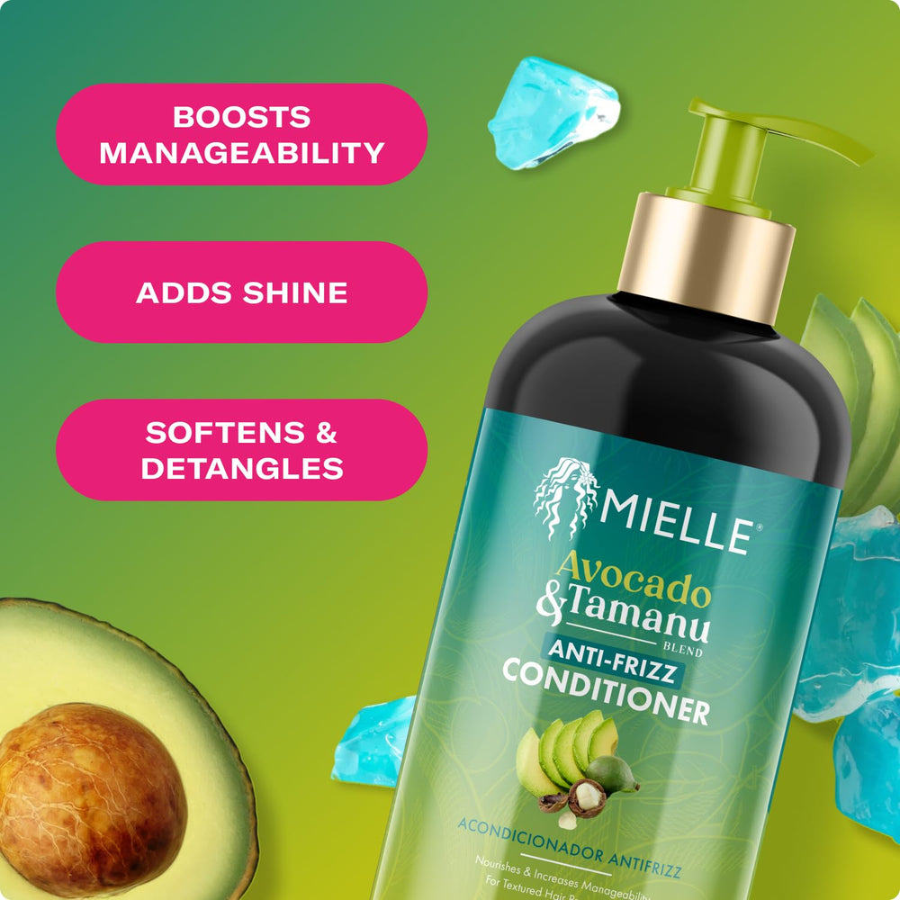 Texture-cheveux texturés hydratée grâce à l’après-shampoing Avocat Tamanu, brillance naturelle.