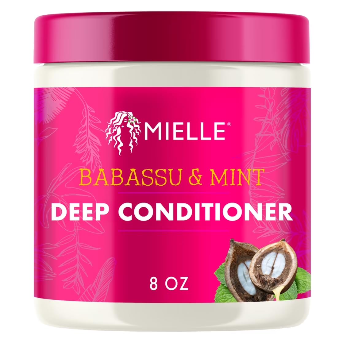 Mielle Organics Babassu et Menthe : bouteille montrant une texture riche pour cheveux hydratés.