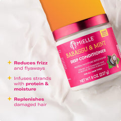 Mielle Organics Babassu et Menthe : étiquette indiquant l’absence de parabènes et sulfates.