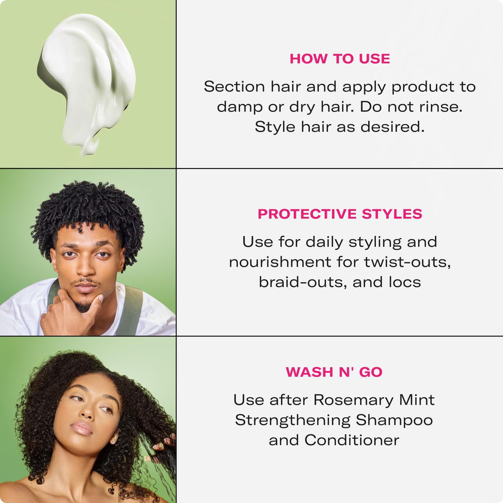 Mielle Organics protège contre les frisottis et assure une tenue fiable.