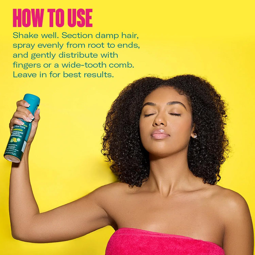 Mielle Organics Kalahari Melon & Aloe Vera - spray multi-usage sans rinçage simplifiant la routine.