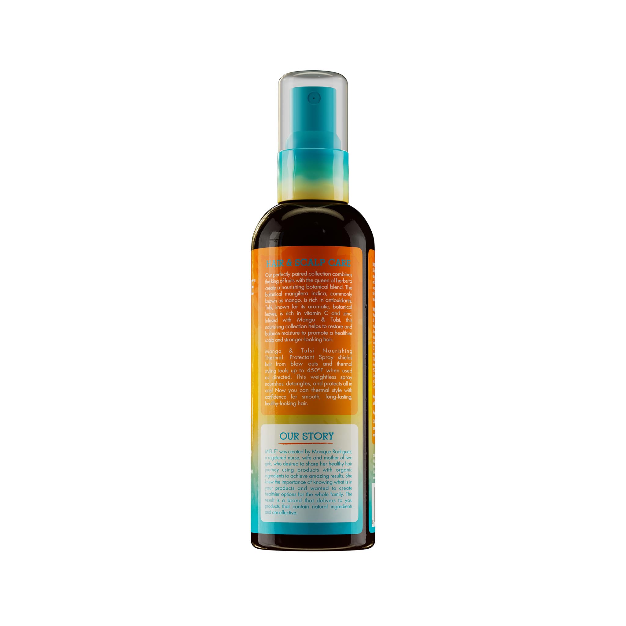 Mielle Organics Nourishing Thermal Protectant Spray, aperçu avant séchage pour démêler.