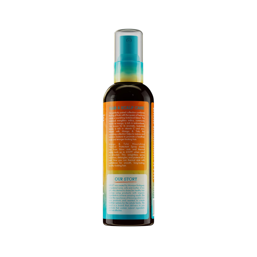 Mielle Organics Nourishing Thermal Protectant Spray, aperçu avant séchage pour démêler.