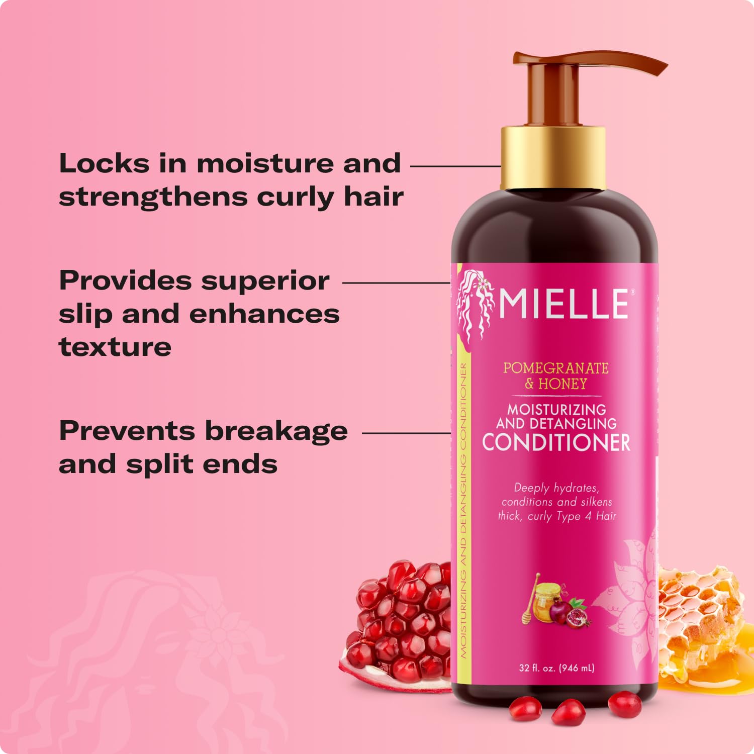 Cheveux bouclés hydratés après shampoing grâce à Grenade et Miel.