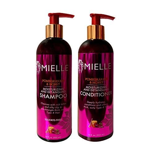 Mielle Organics Pomegranate & Honey après-shampooing-bouteille facilite le démêlage et hydrate les cheveux.