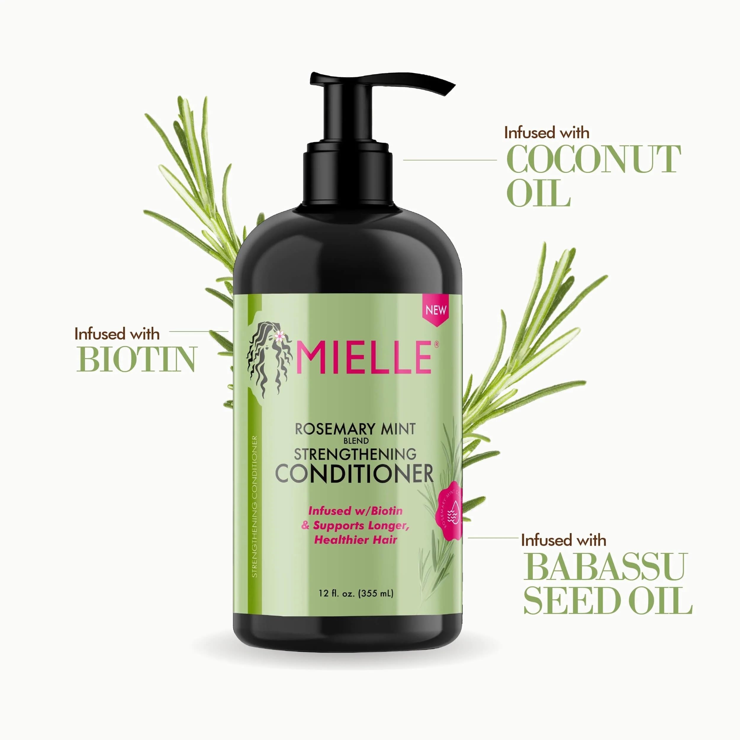 Biotine enrichie dans Rosemary Mint pour une meilleure robustesse des cheveux.
