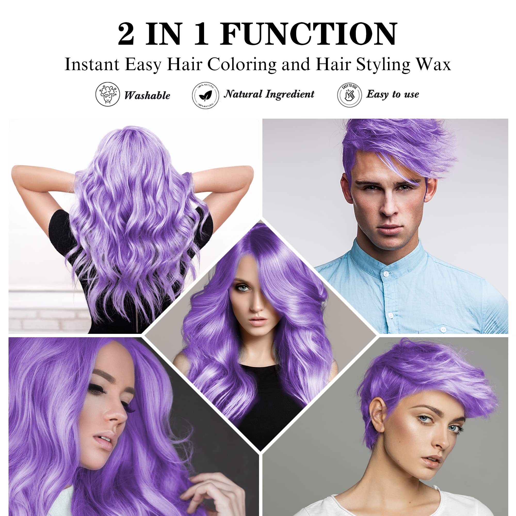 Mifeloy appliquer-cire-teinture-cheveux-violet démonstration simple et rapide.