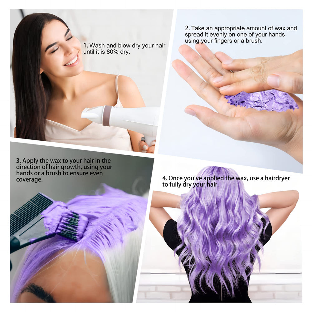 Mifeloy cheveux teints violet résultat visible sans residu brillant.