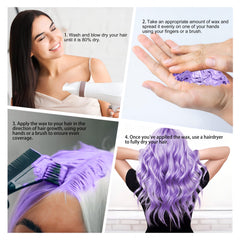 Mifeloy cheveux teints violet résultat visible sans residu brillant.