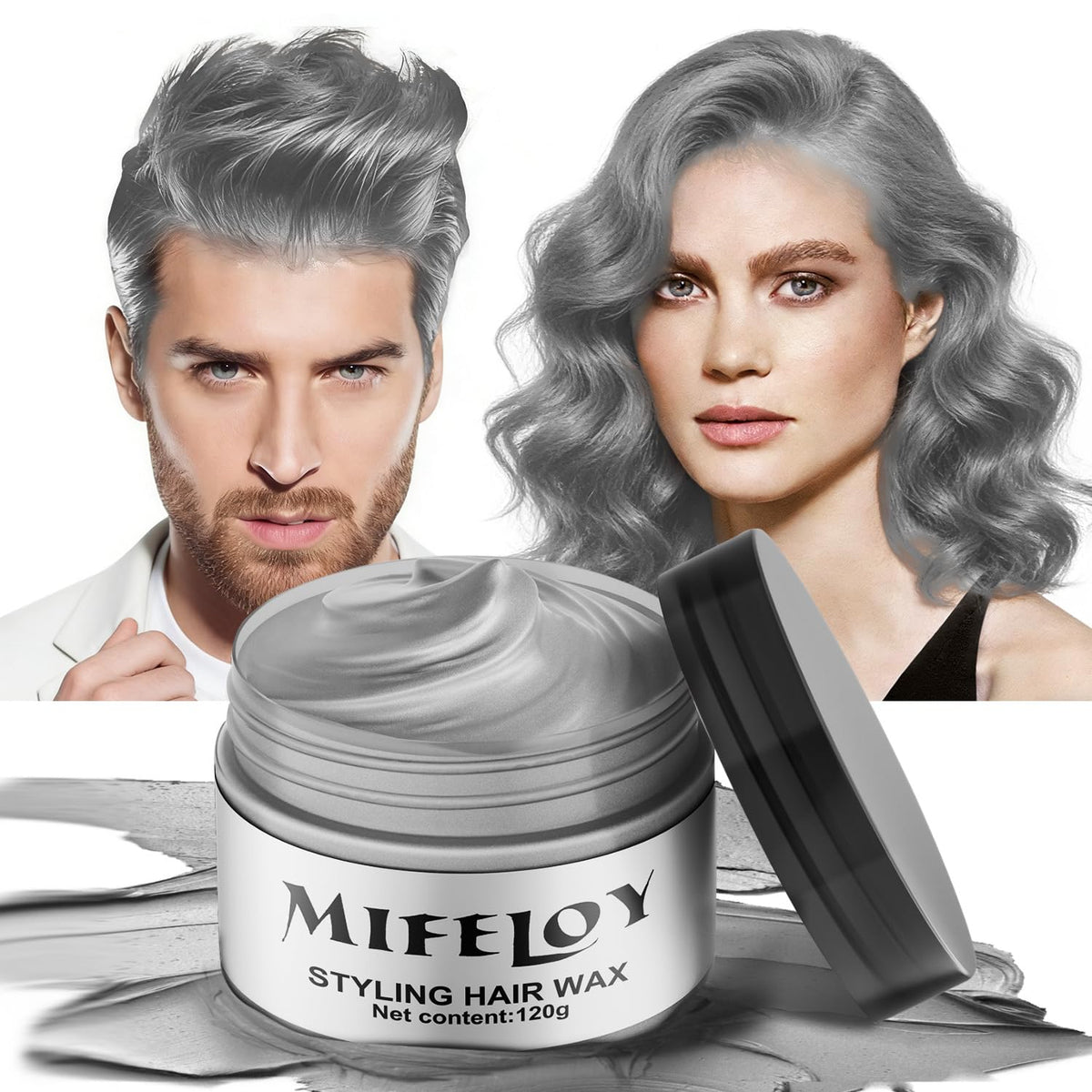 Mifeloy coloration-cheveux gris argenté rapide et temporaire