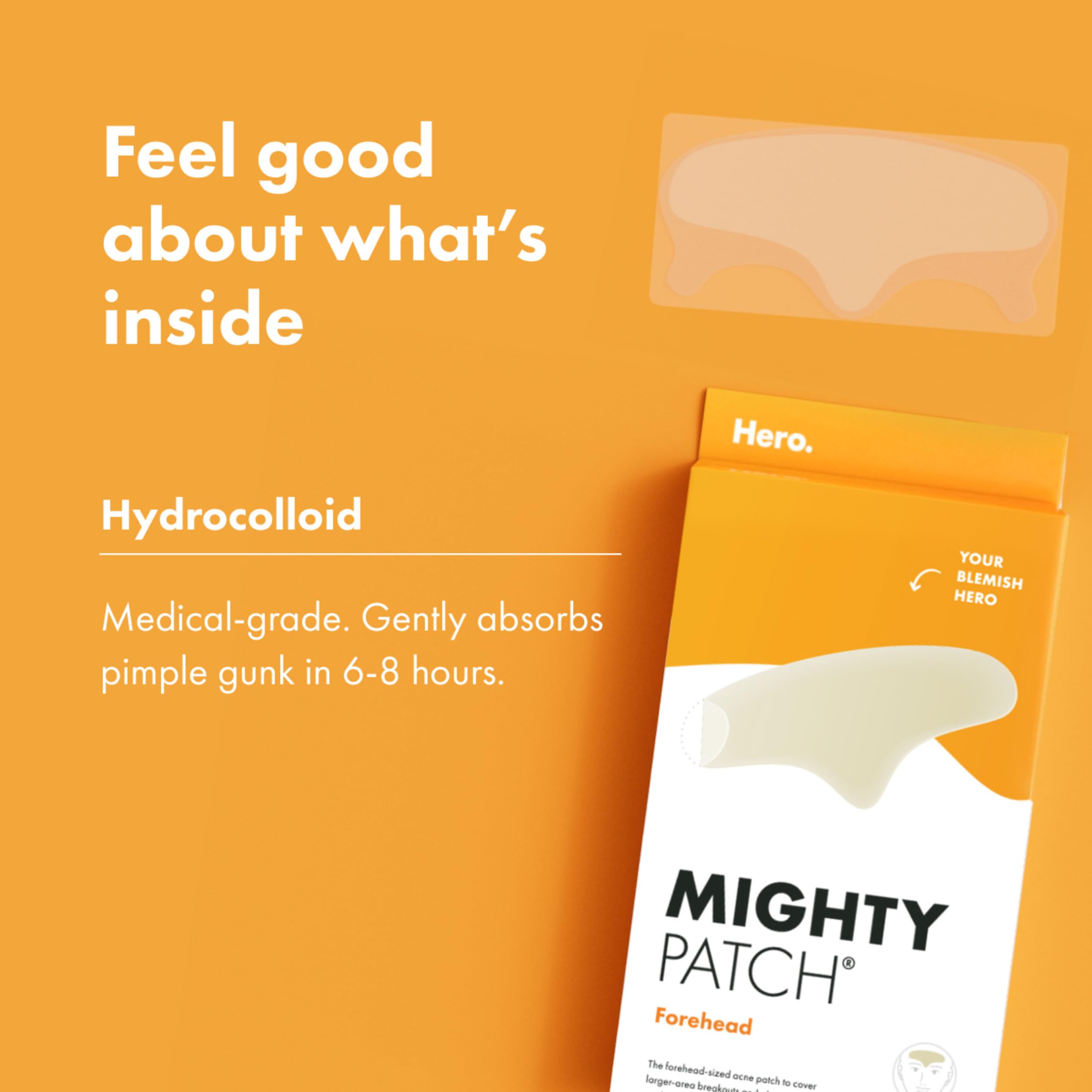 Mighty Patch Absorption Huile Frontale absorbe l’excès d’huile pour une peau plus uniforme.