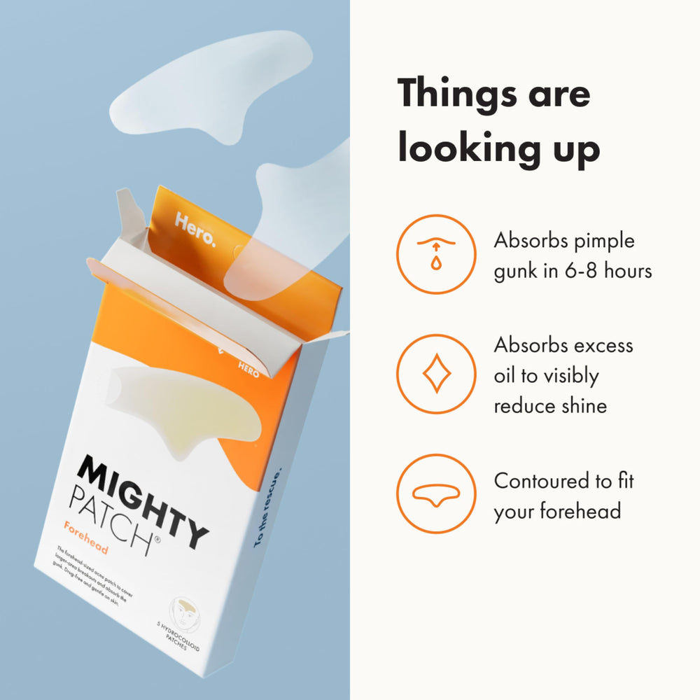 Mighty Patch Frontale XL absorbe les impuretés pendant la nuit pour un teint plus net.