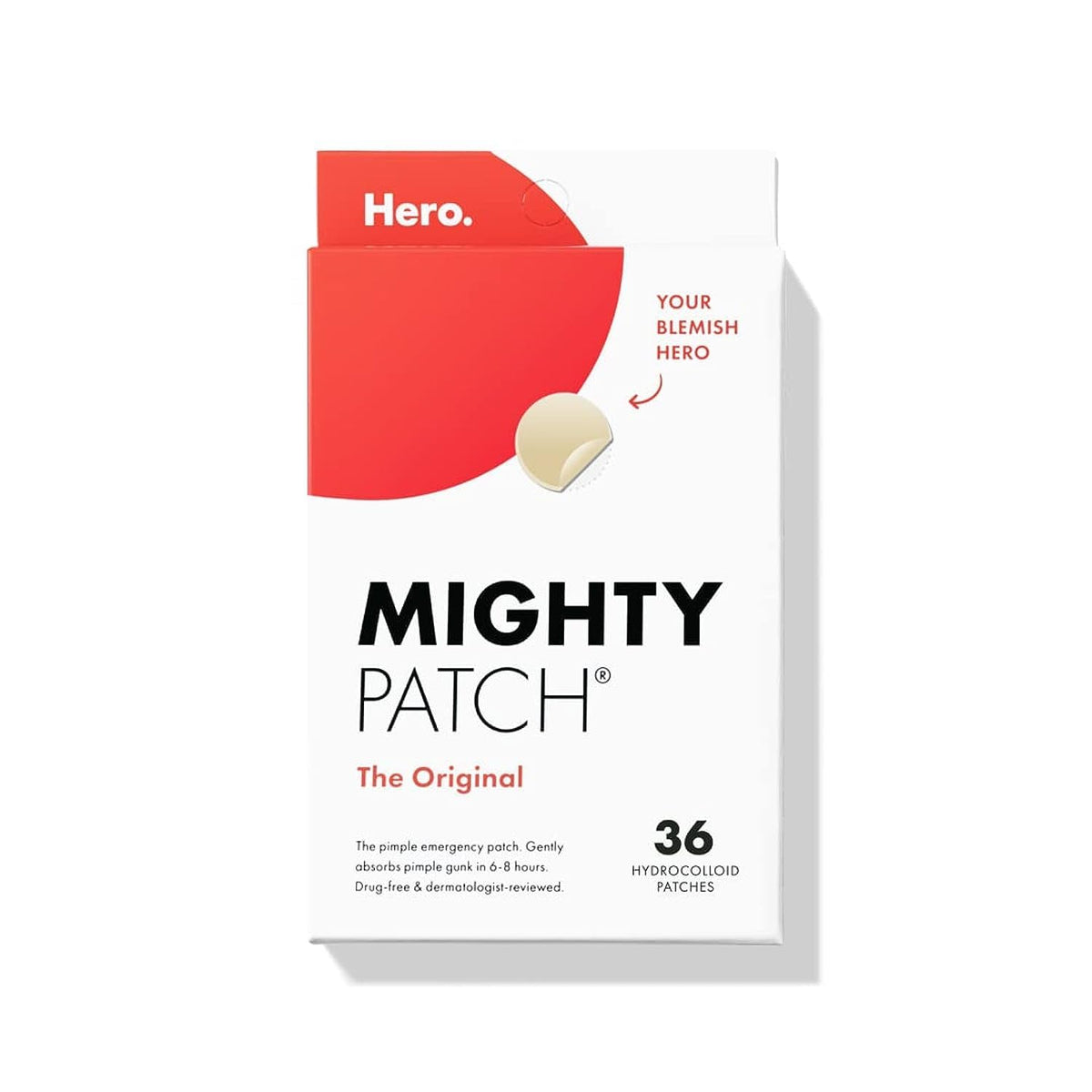 Mighty Patch Original on the face focusing on a blemish for discreet patch-on-face treatment.