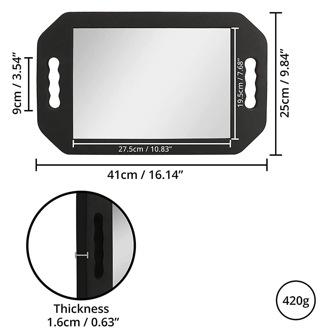 MIHAGUTY Miroir main rectangulaire grand format, angle de vue optimal.