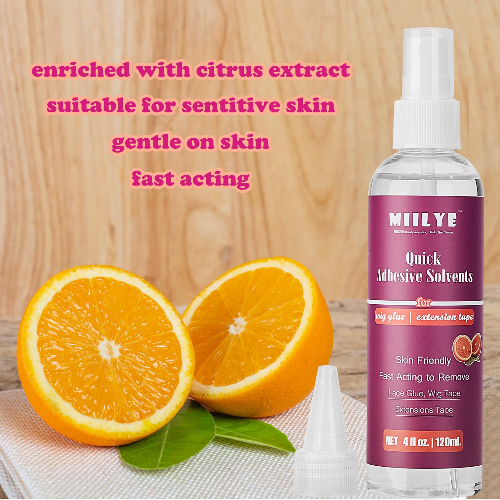 MIILYE Dégraissant adhésifs 120 ml, volume généreux pour plusieurs retraits.