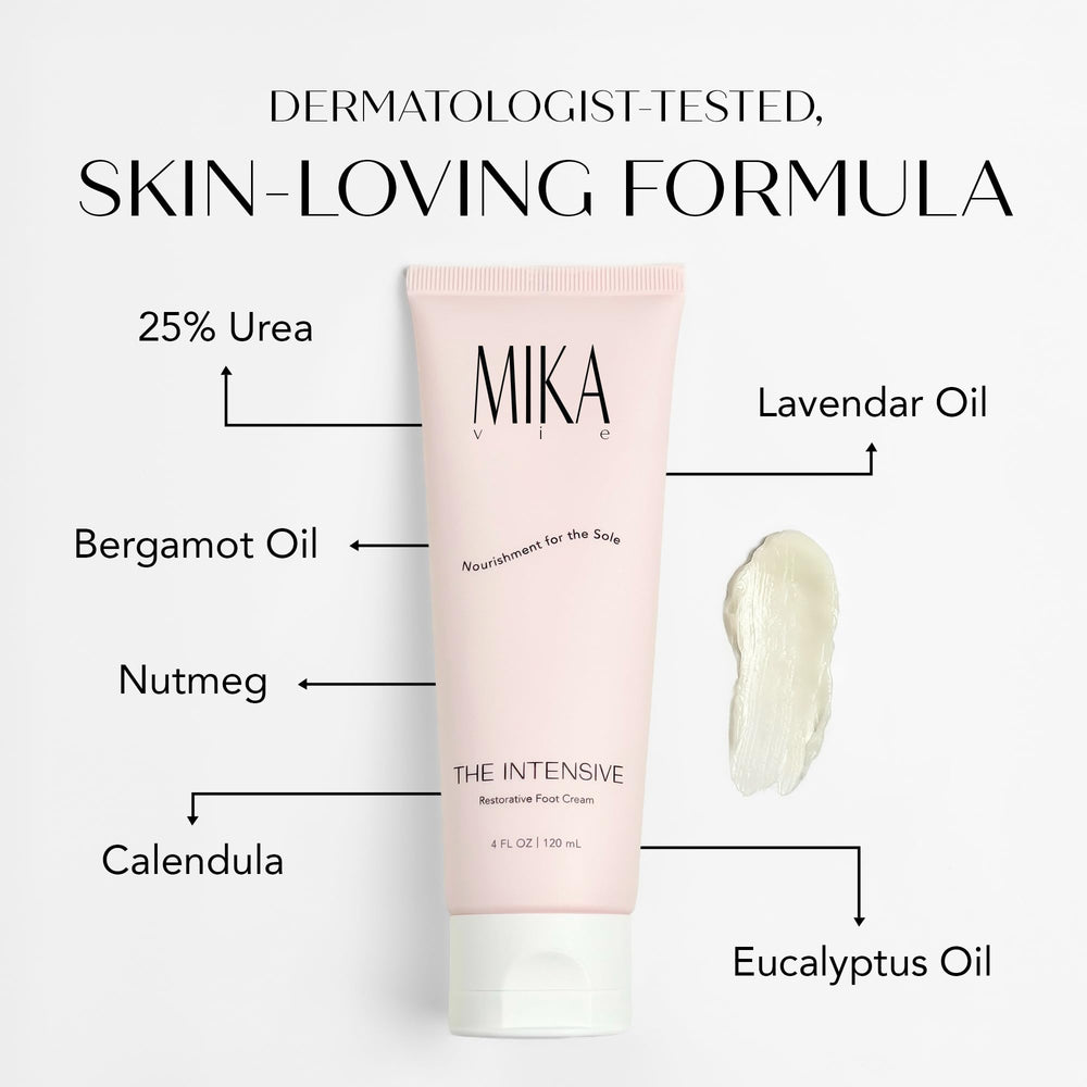 Texture non grasse de Mika Vie pour pieds – absorption rapide.