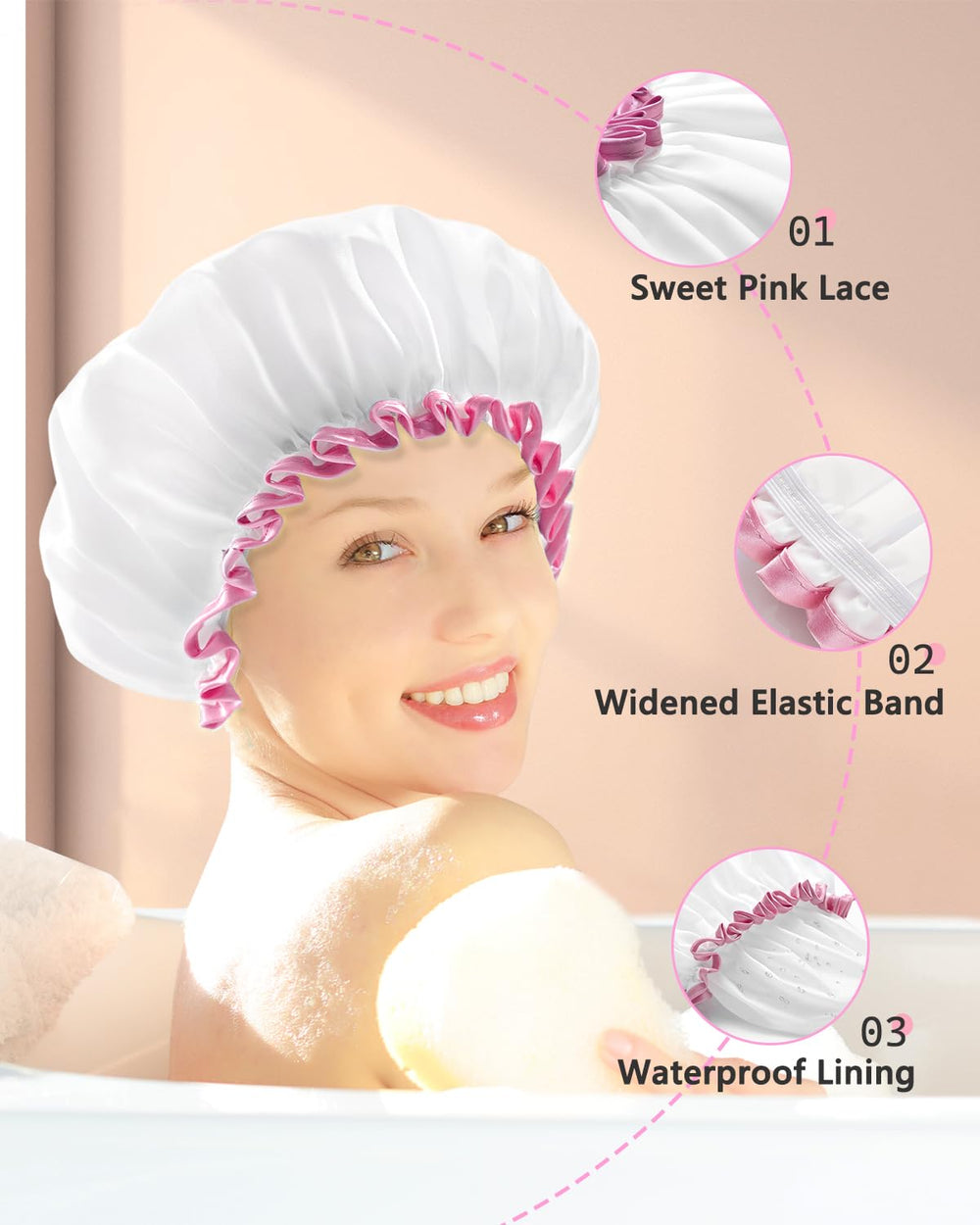 mikimini bonnet-douche blanc xl emballage soigné: prêt à offrir pour une amie ou soi.