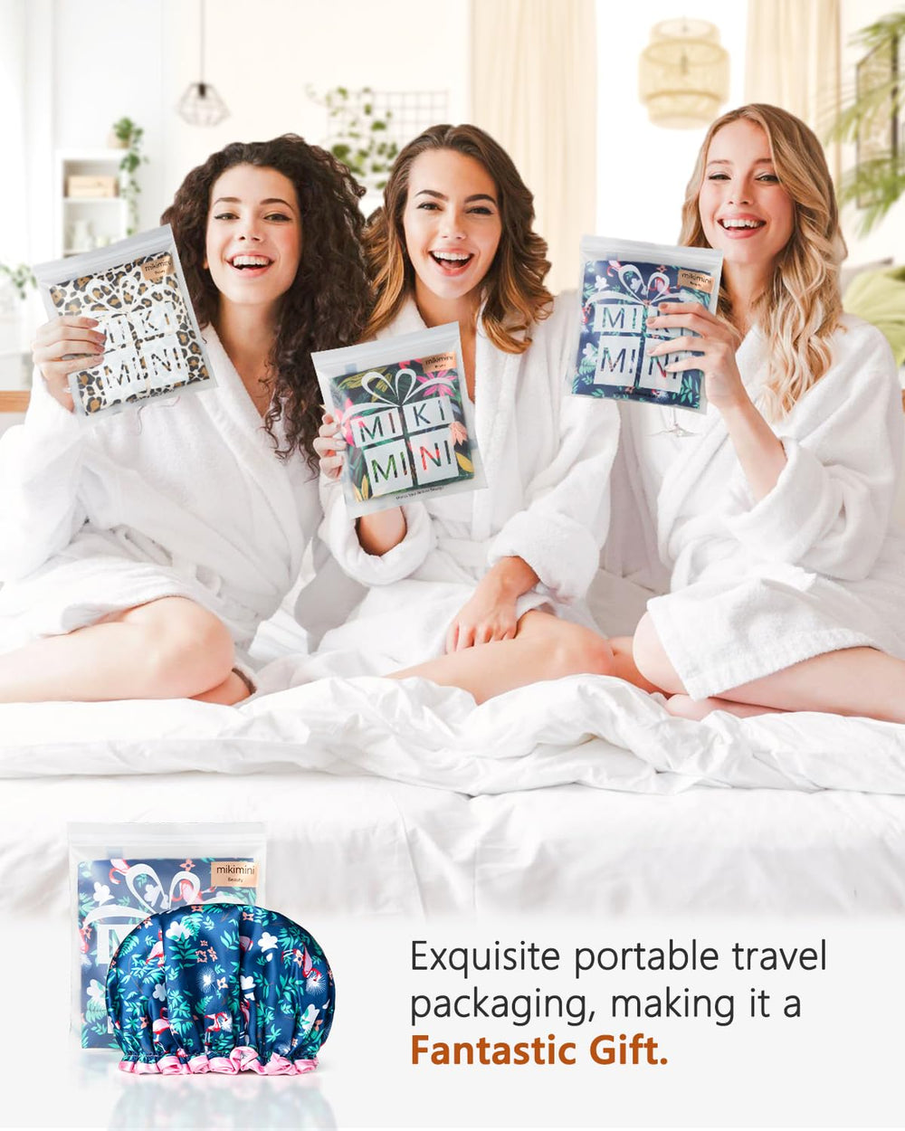 Mikimini bonnet pratique en voyage ou spa pour cheveux protégés.