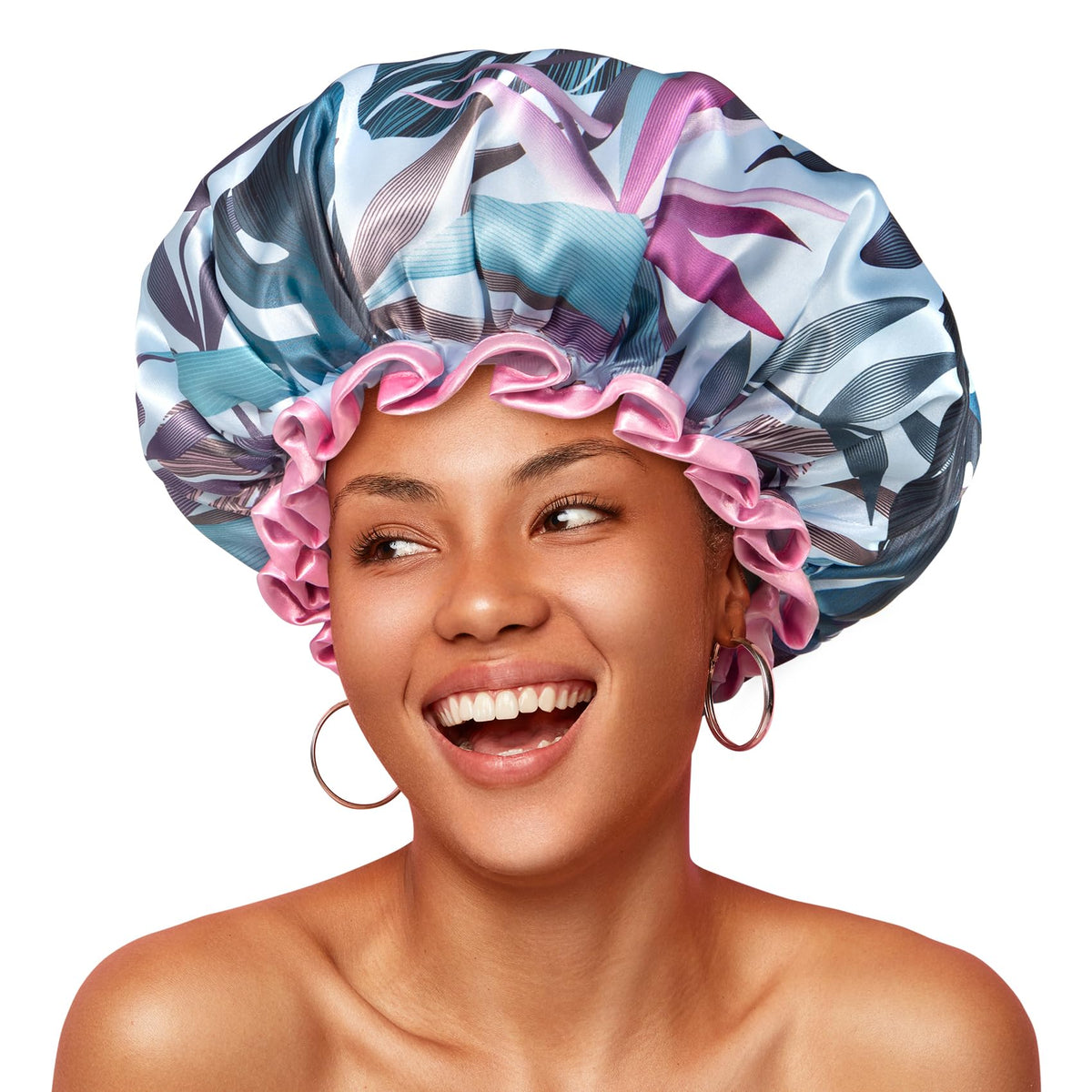 mikimini cap-douche tropique-01: protège les cheveux longs pendant la douche.